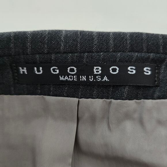 Hugo Boss Einstein Sigma US Blazer Jacket Sport Coat 40 R Gray Striped Wool VTG - Picture 9 of 13